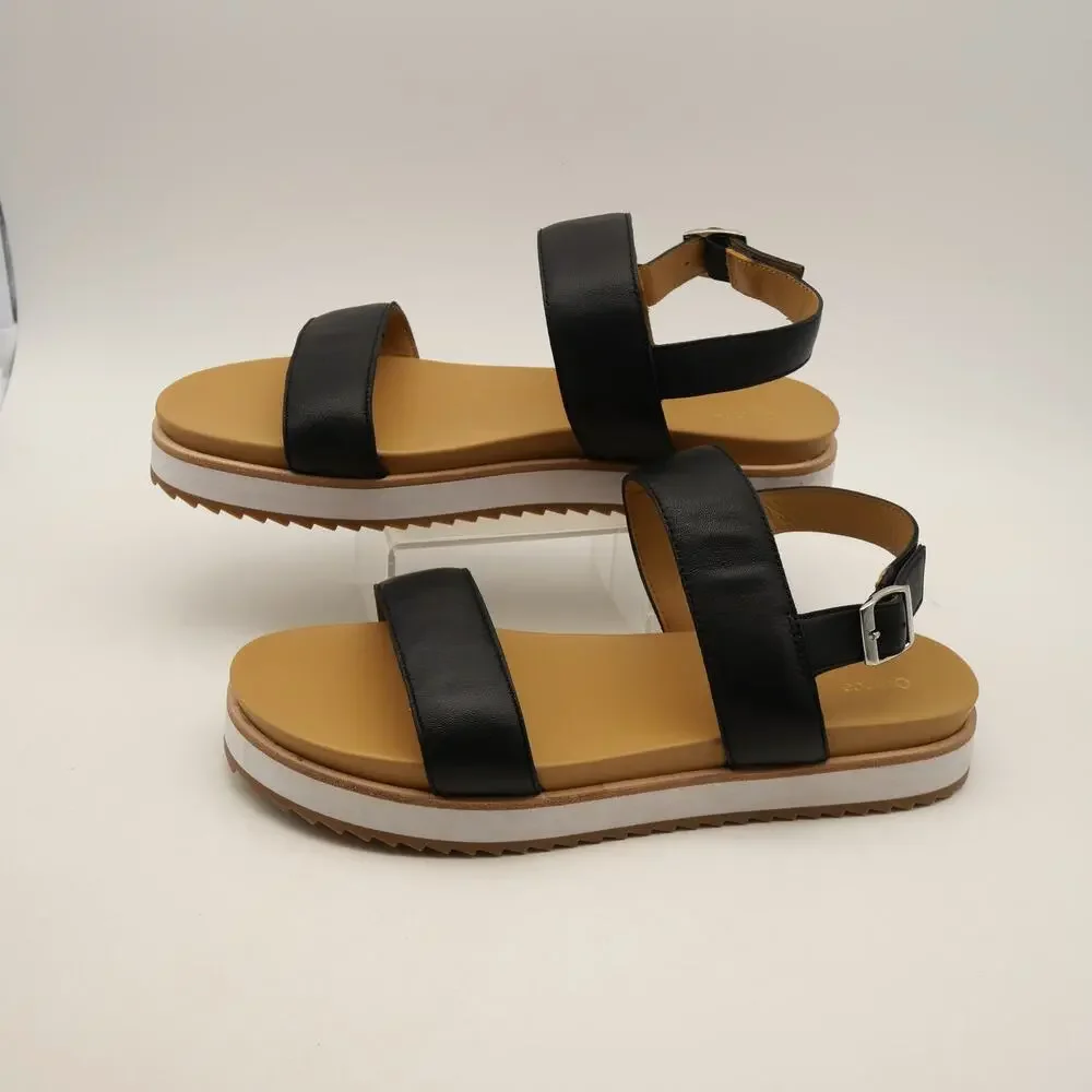 Quince Sandals Women's 8 Italian Leather Platform Shoes  Black NEW